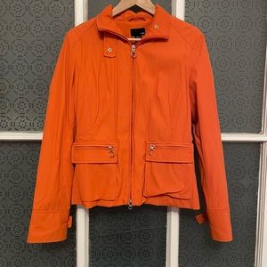 Orange Nylon Utility Cargo Zip Jacket